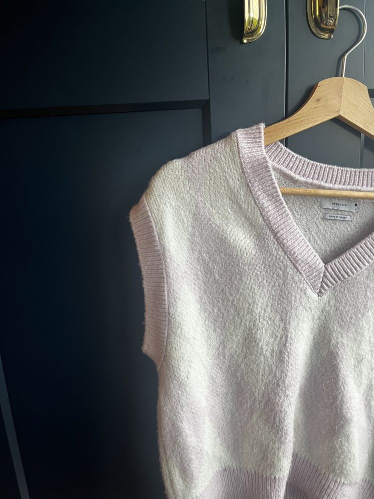 Kamizelka dzianinowa sweterek liliowa rozmiar S reserved