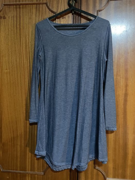 Vestido azul manga comprida