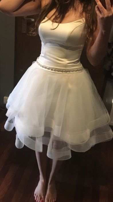 Suknia ślubna 2w1 krotka i długa r.36