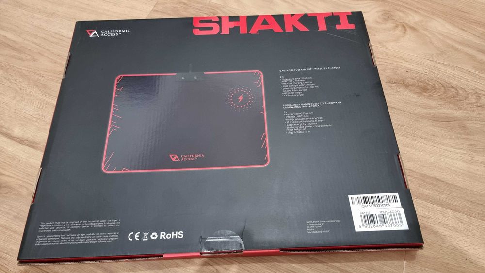 NOWA!Podkładka  pod mysz gamingowa LED z ładowarką indukcyjną