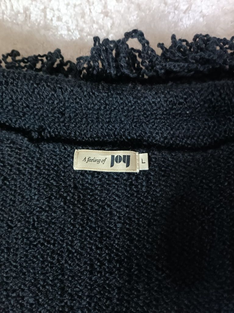 Długi sweter czarny narzutka L