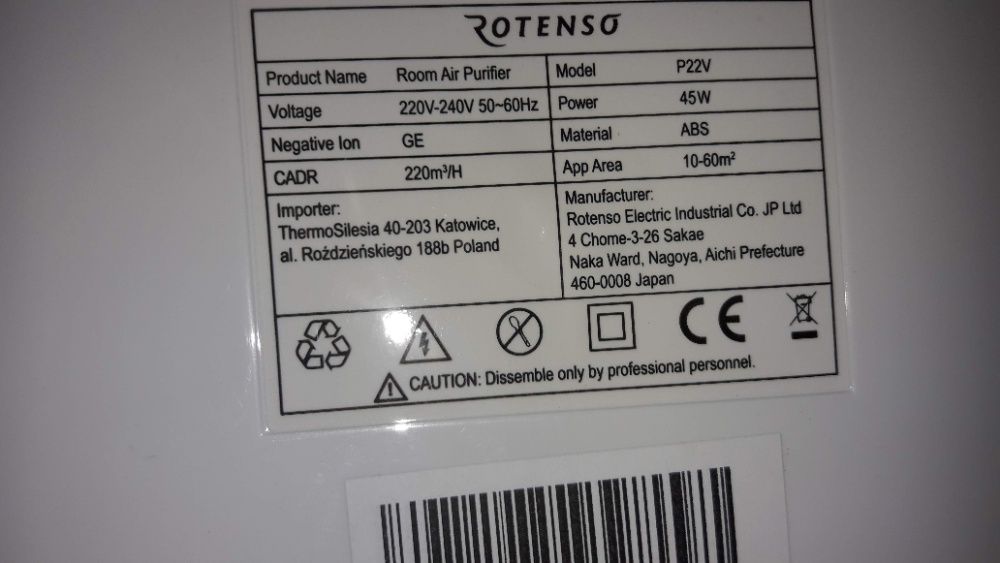 Oczyszczacz powietrza Rotenso Piura P22V