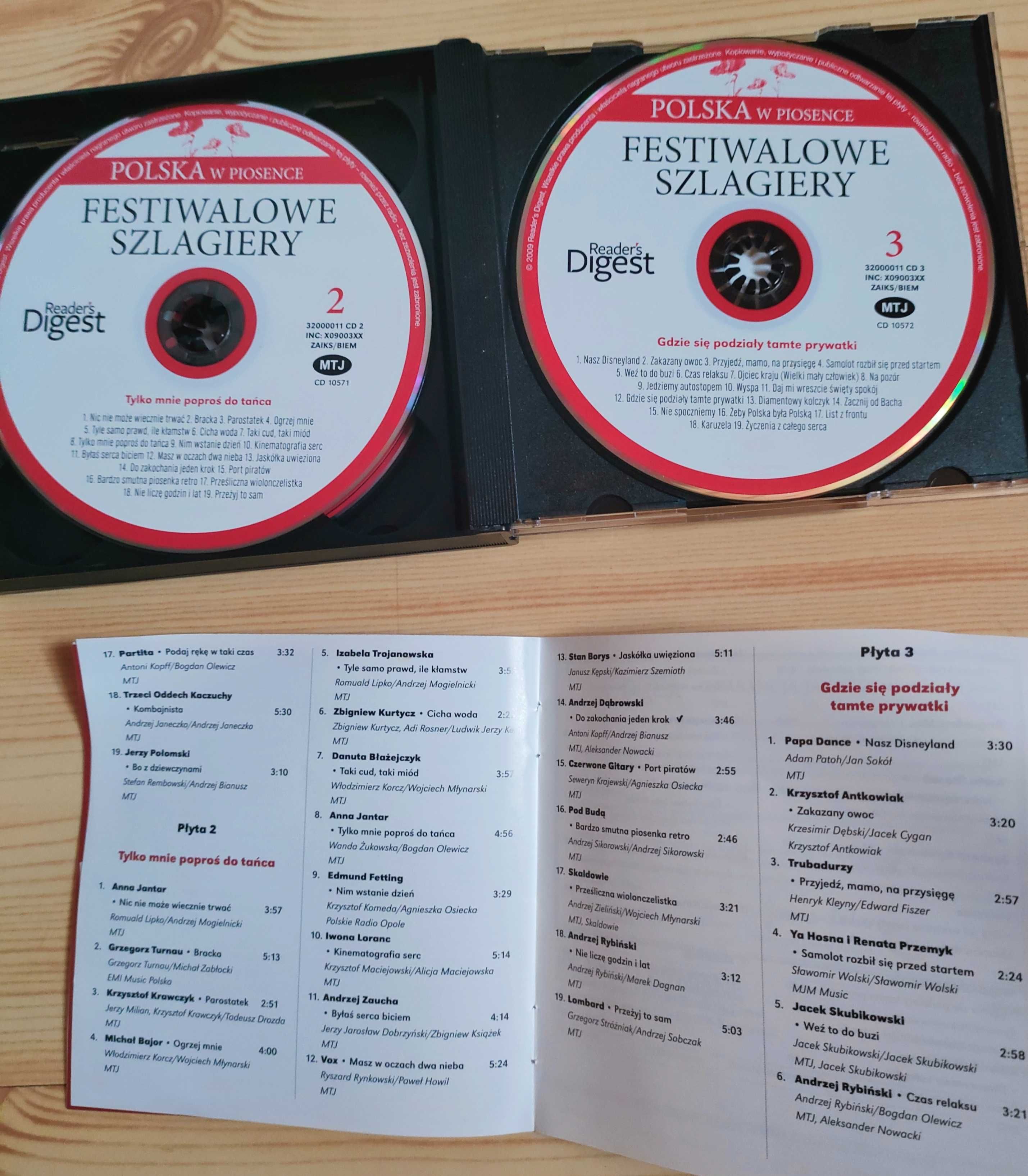 Płyty CD - zestaw 3 płyt. Festiwalowe szlagiery. Polska w piosence.