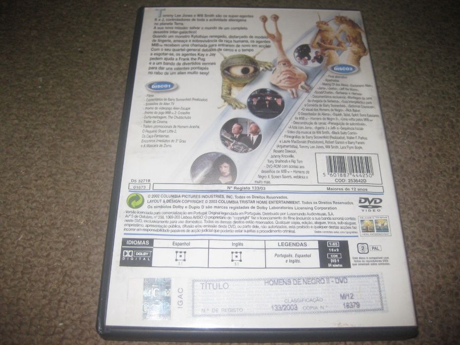 "Homens de Negro II" com Will Smith/Edição 2 DVDs