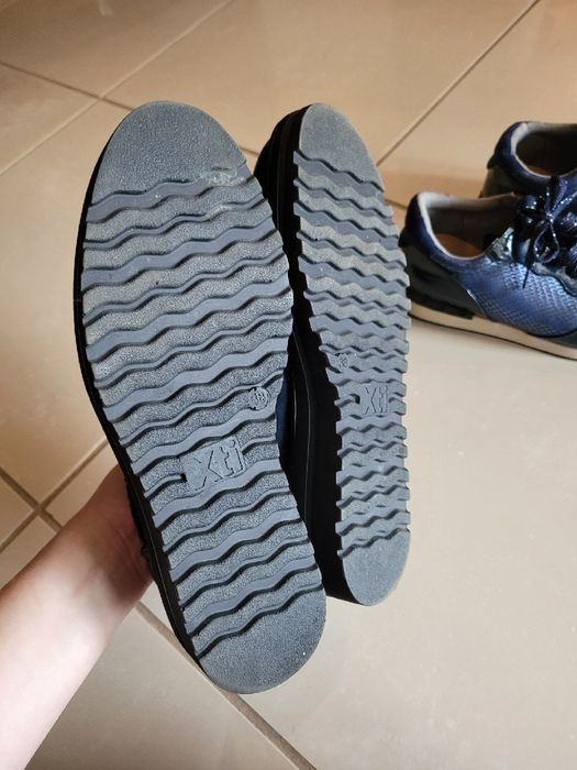 Sneakersy damskie mokasyny 38 granatowe 2 pary