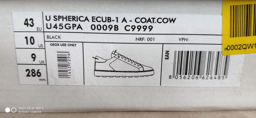Geox Spherica Ecub czarne skórzane sneakersy rozm 43
