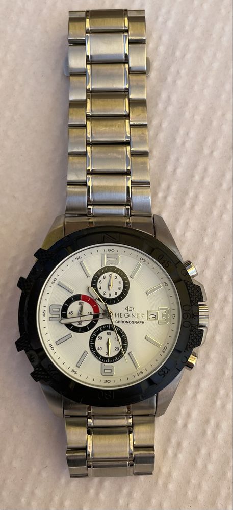 Relógio Hegner Chronograph HW 394 G – Aço inox, cronógrafo, como novo