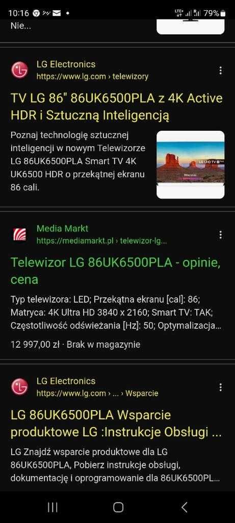 Telewizor LG 86UK6500PLA 86 cali nowy