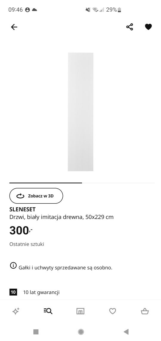 Drzwi do szafy Ikea Pax Sleneset 50x229