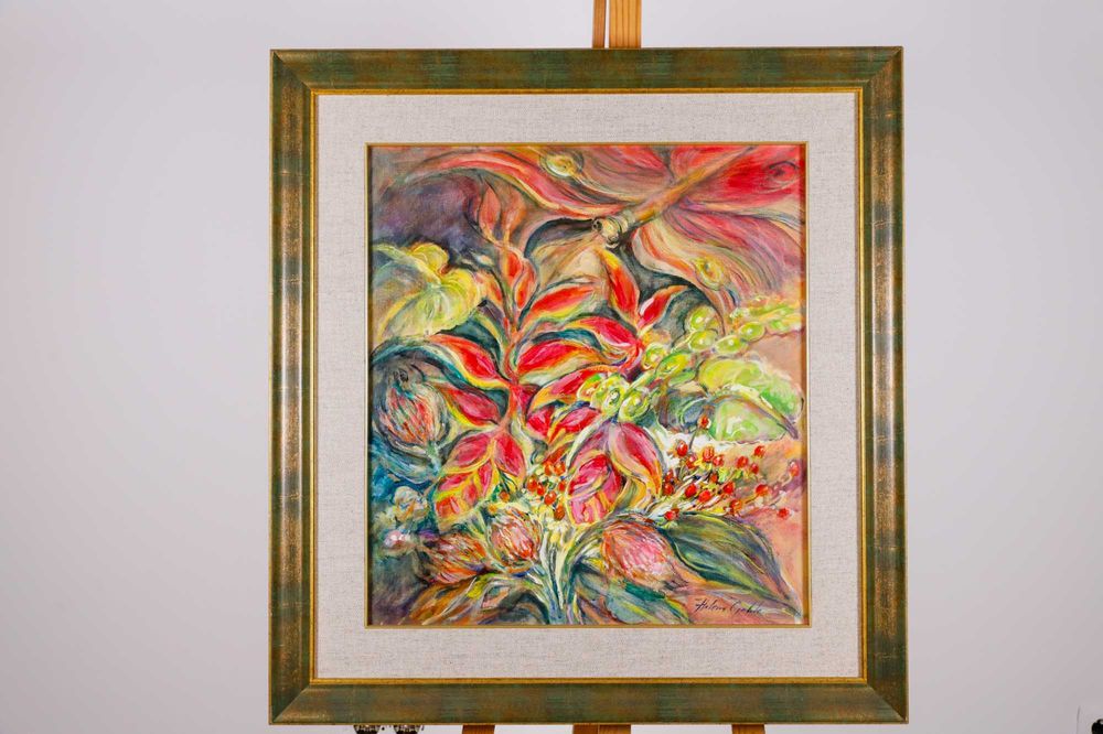 Obraz olejny  Helena Golda Błahut  "Kompozycja kwiatowa" 60x55