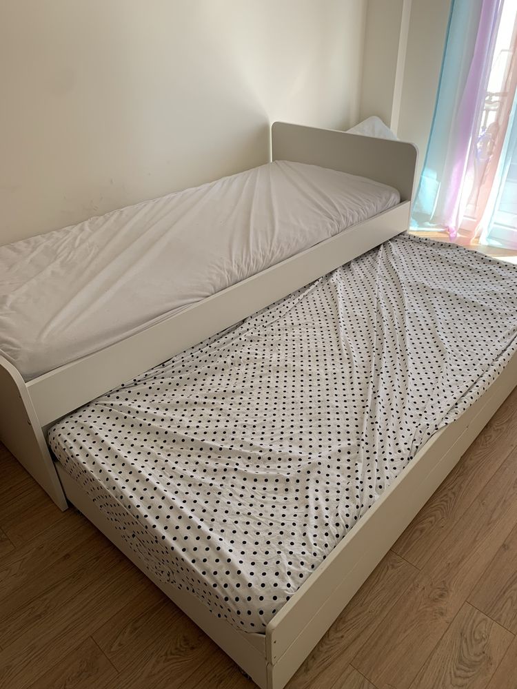 Cama Individual IKEA SLAKT com Cama Extra e Gavetões