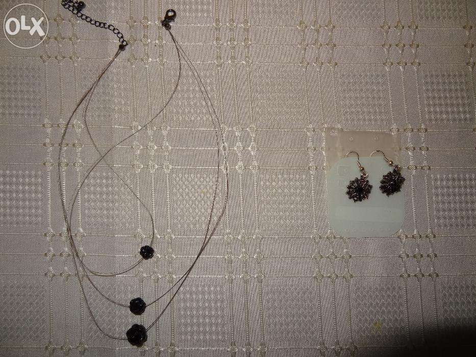 komplet sztucznej biżuterii / łańcuszek + kolczyki