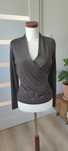 Sweter sweterek na zakładkę V-neck ciemny brąz ze złotą nitką S/M