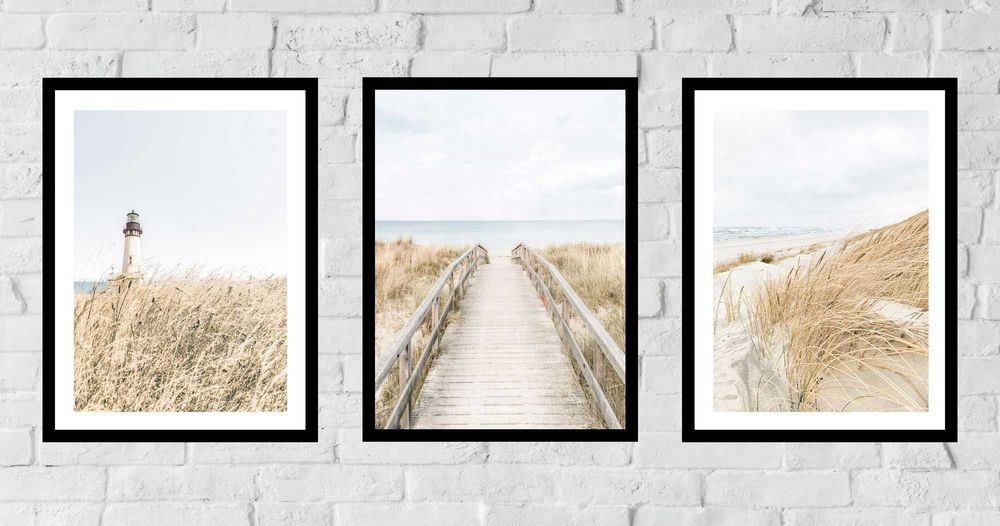 30x40 obrazy w ramie plakaty ramka TRAWA MORZE WIDOKI MOST NATURA BOHO