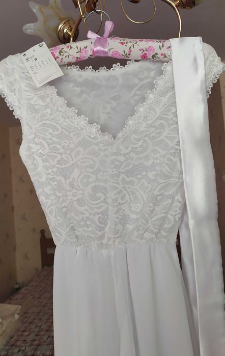 Мереживне біле плаття в підлогу, весільне, вечірнє, випускне, літнє