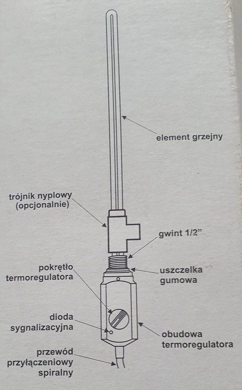 Grzałka łazienkowa elektryczna z termoregulatorem 900W