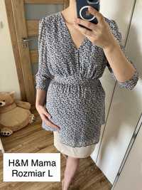Bluzka tunika ciążowa w drobne kwiatki H&M Mama rozmiar L 40