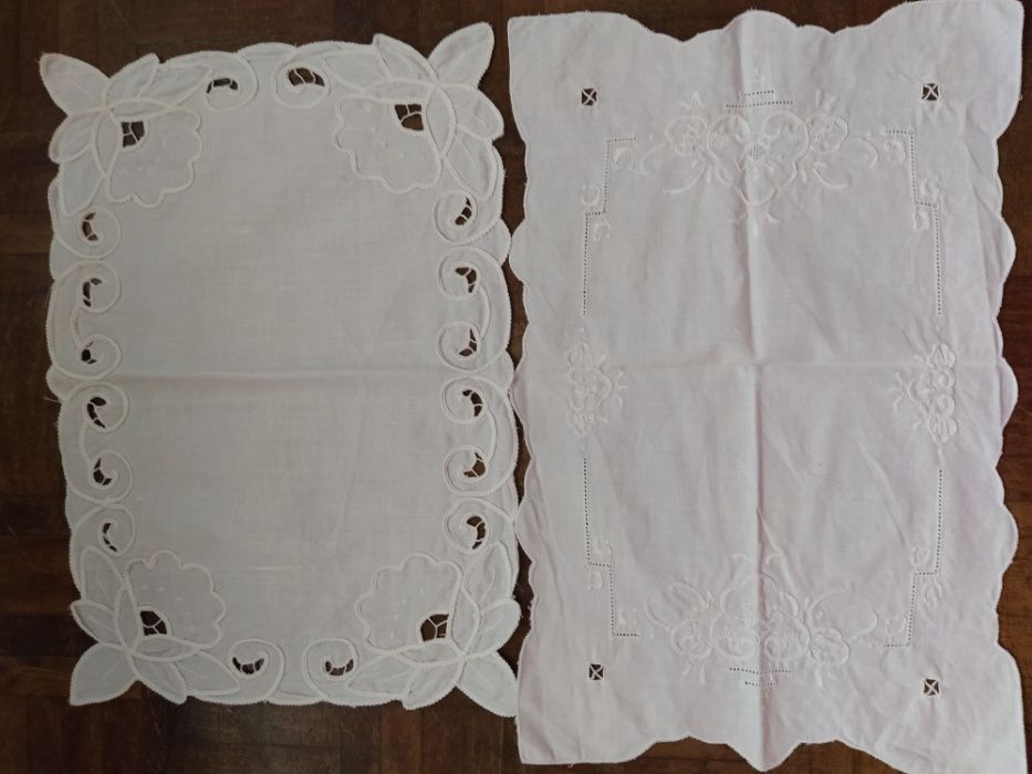 Conjunto de 2 panos bordados branco