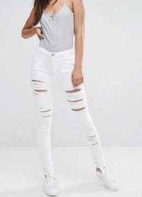 Белые джинсы скинни узкие с разрезами разрывами Denim Co EUR32 XXS