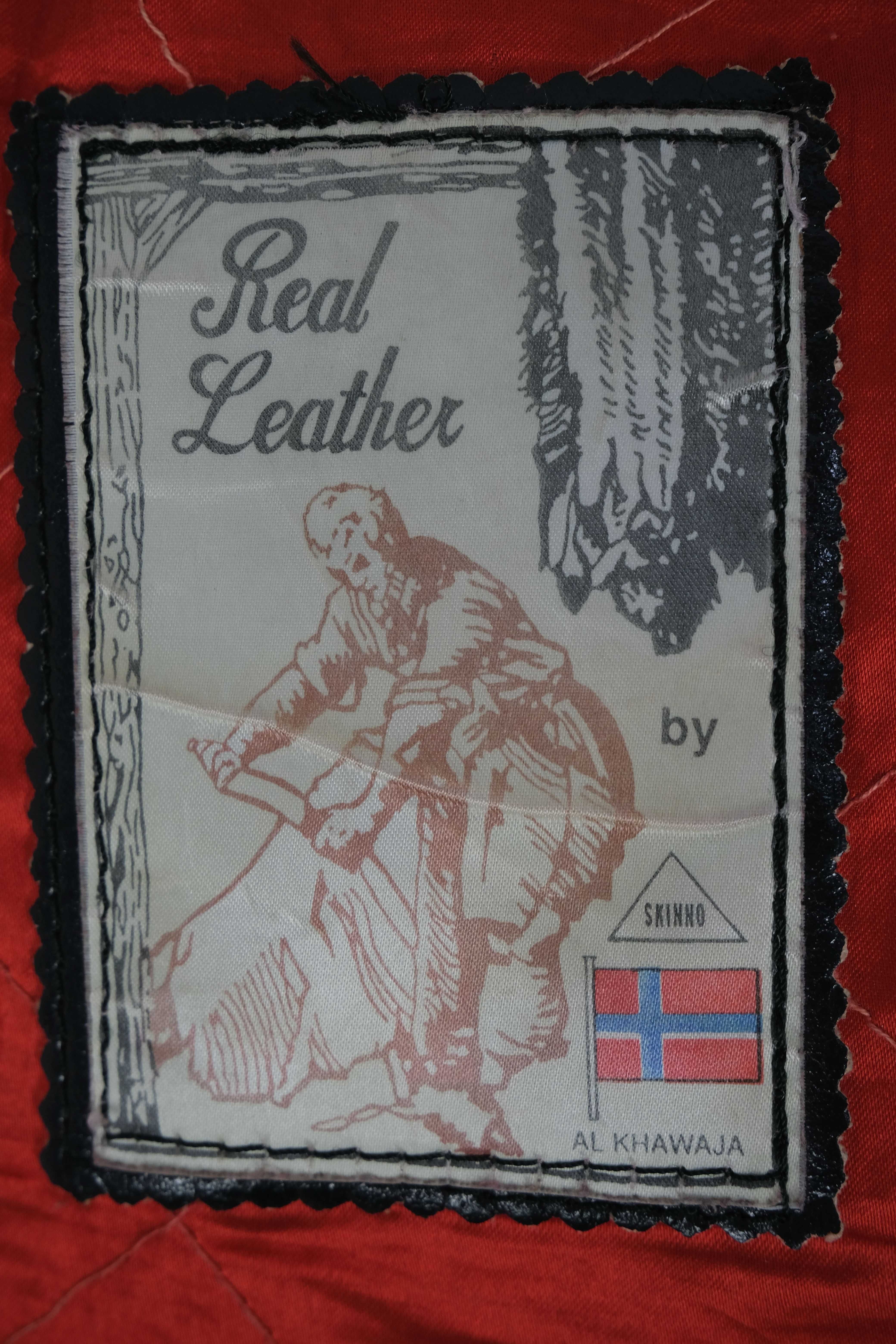 Red leather ramoneska skórzana, gruba mięsista  vintage r XL