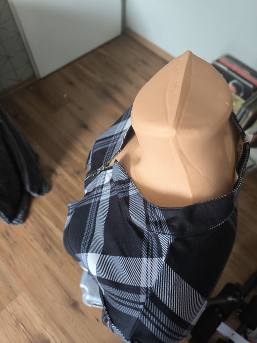 Moyabo koszula bluzka tunika z zamkiem 2XL w kratę damska rayon