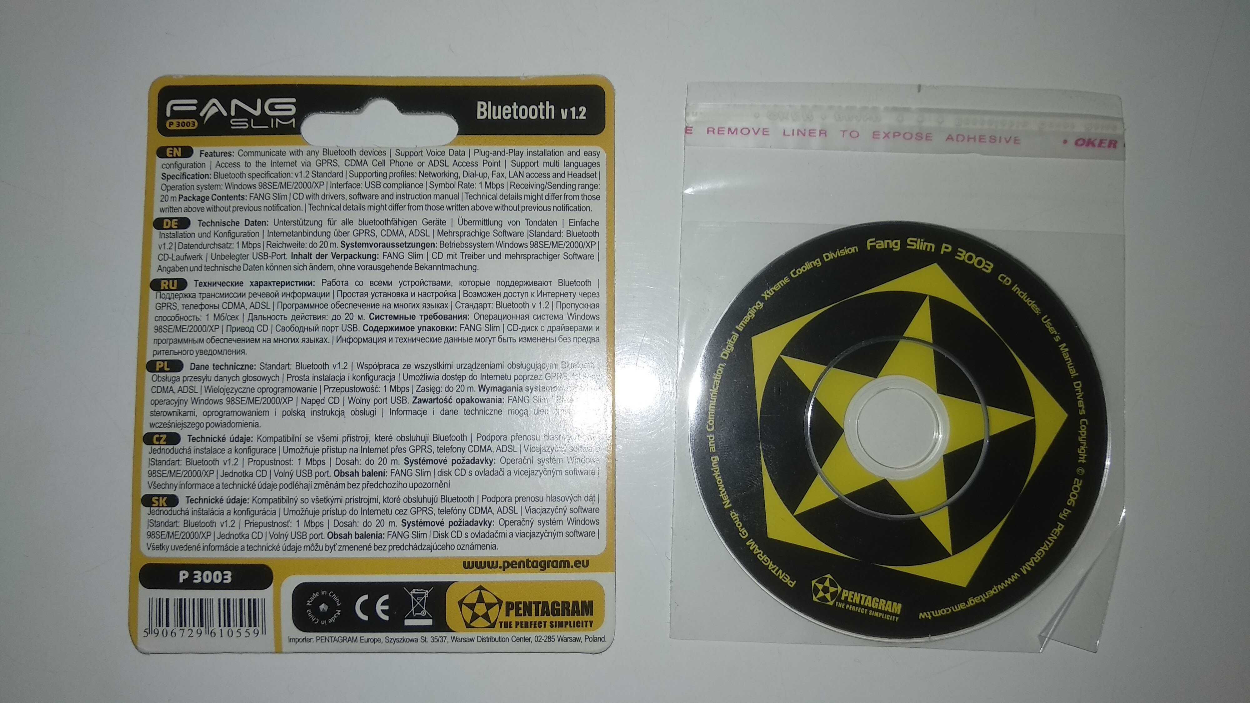 bluetooth Pentagram Fang slim Mini P3003 z płytą dong