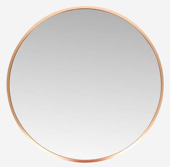 Lustro okrągłe złote w grubej ramie ścienne, do postawienia łazienka