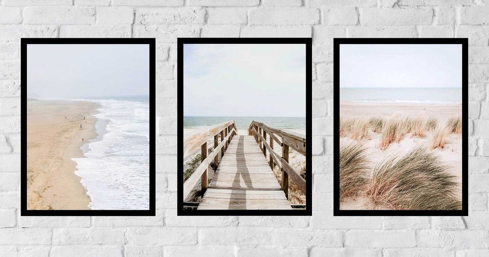 30x40 obrazy w ramie plakaty ramka PLAŻA FALE TRAWA PIASEK BOHO