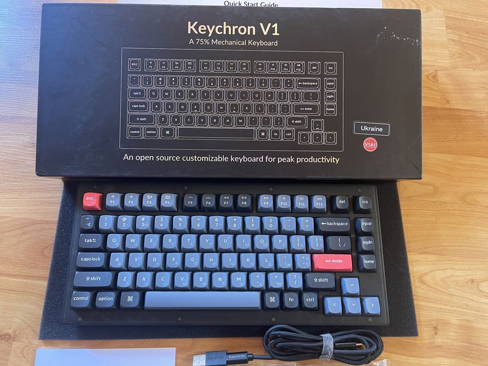 Клавіатура механічна Keychron V1 84Key, Gateron G PRO Red, Hot-Swap