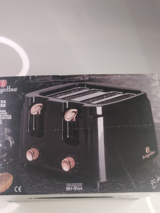 Nowy toster do grzanek berlinger haus BH-9144, 1200 W czarny złoty