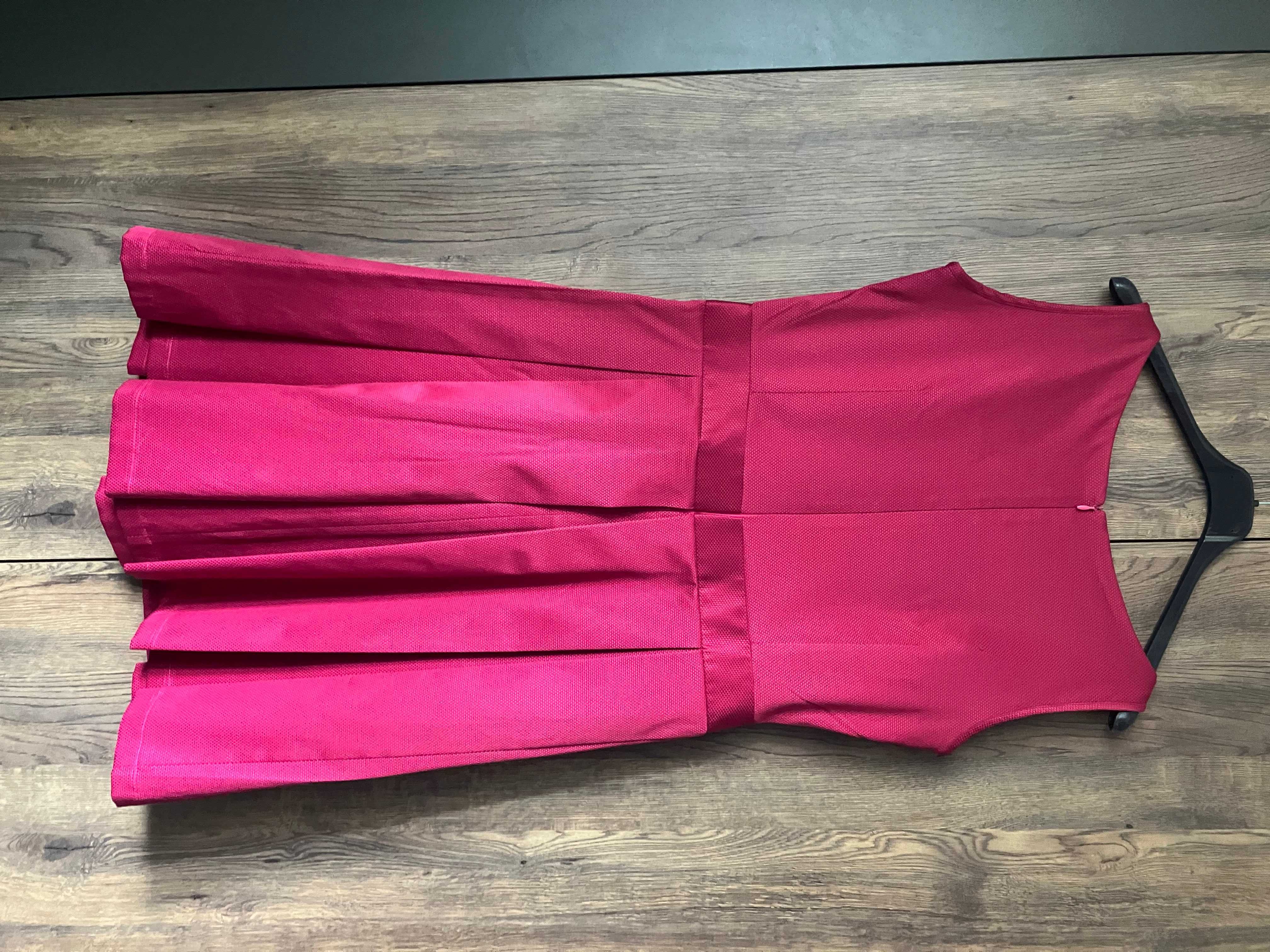 Koktajlowa amarantowa sukienka Click Fashion wesele, komunia, rozm 42