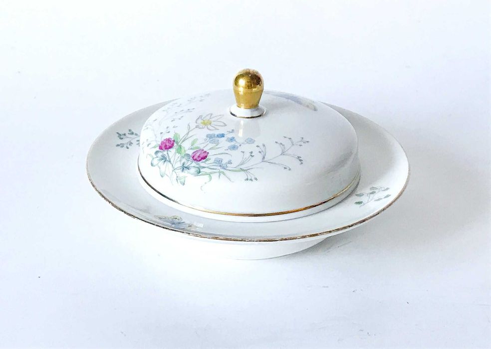 Maselniczka porcelanowa Kwiaty Motyle Złocenia Seltmann Weiden Bavaria