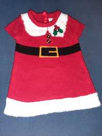 Sweter, sukienka niemowlęca Mikołajki 3-6 miesięcy