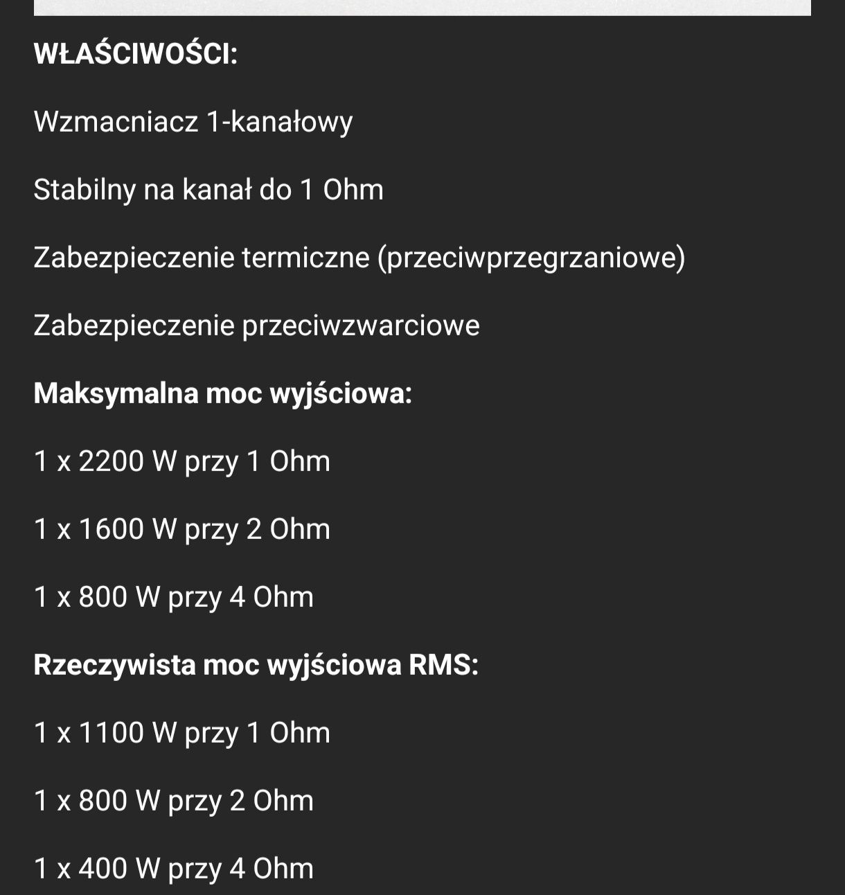 Wzmacniacz CRUNCH GPX 2200.1D monoblok