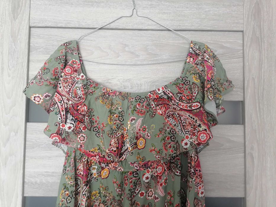 Nowa sukienka hiszpanka maxi w kwiaty 42 wiskoza