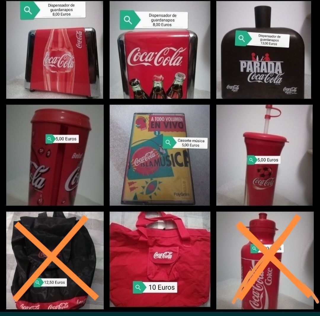 Copos e artigos variados da Coca Cola para colecionismo