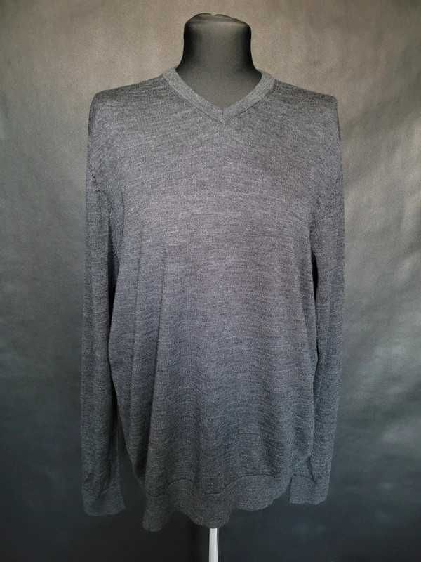 ciemny szary melanżowy męski sweter wełniany 100% merino wool H&M XL