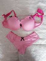 Lingerie Rosa com lacinhos pretos