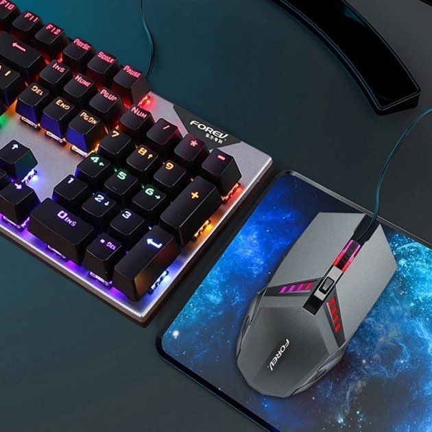 Механічна ігрова клавіатура forev fv-Q609 з мишкою механічна rgb