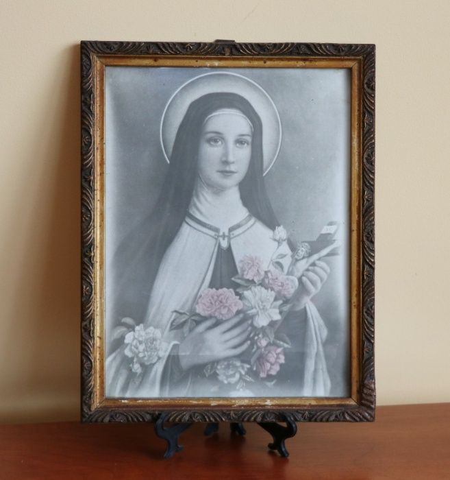 Przedwojenny Oleodruk św. Teresa obraz starocie antyki vintage