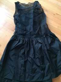 Solar 36 S mała czarna sukienka jedwab dwuwarstwowa lata 20-te