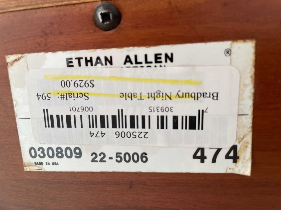 Stolik nocny Ethan Allen - Made in America, wyjątkowy, do odnowienia