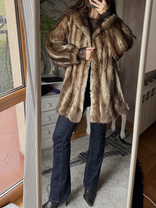 futro Kirsten Stampe Aarhaus naturalne płaszcz zimowe ciepłe