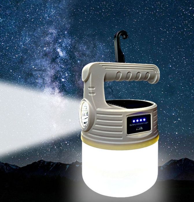 Кемпінгова лампа - ліхтар акумуляторна 1200мАч USB на сонячній панеллю