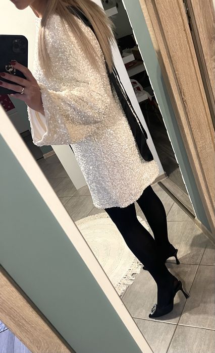 H&M sukienka z cekinami cekinowa z kokarda viralowa 38 M