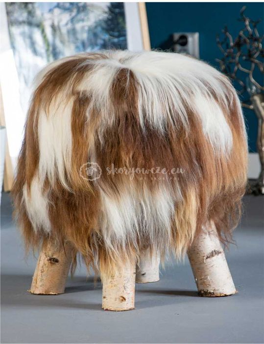 Krzesło z owczej skóry / biało-brązowo-rudy