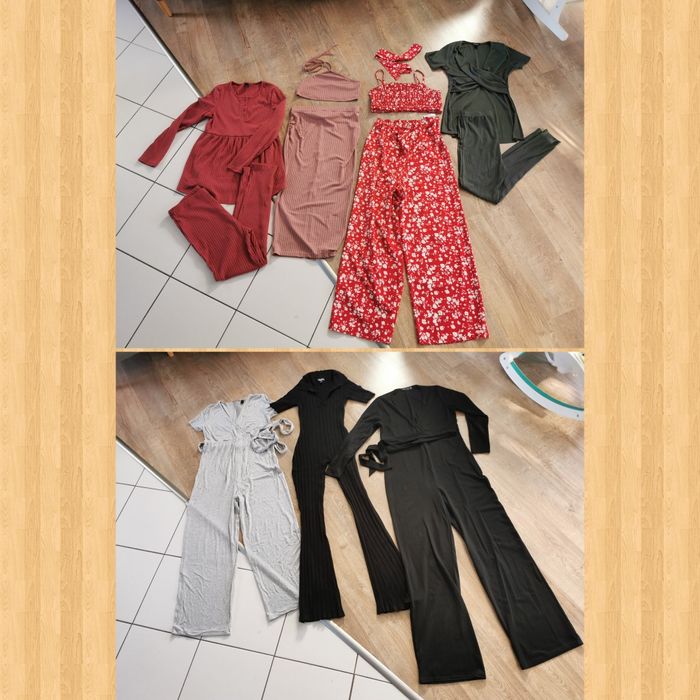 Paka ubrań, ubrania ciążowe spodnie ogrodniczki bluzki sukienki