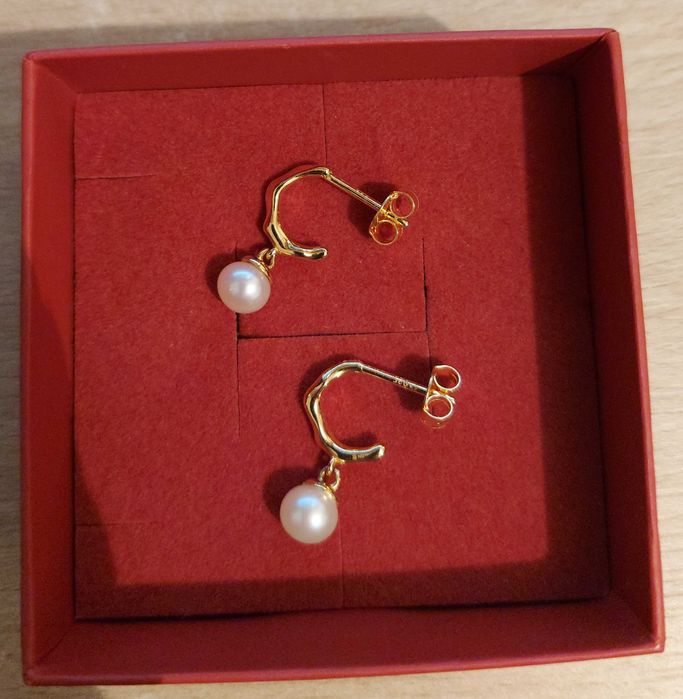 Kolczyki srebrne pozłacane z perłami naturalnymi Ania Kruk