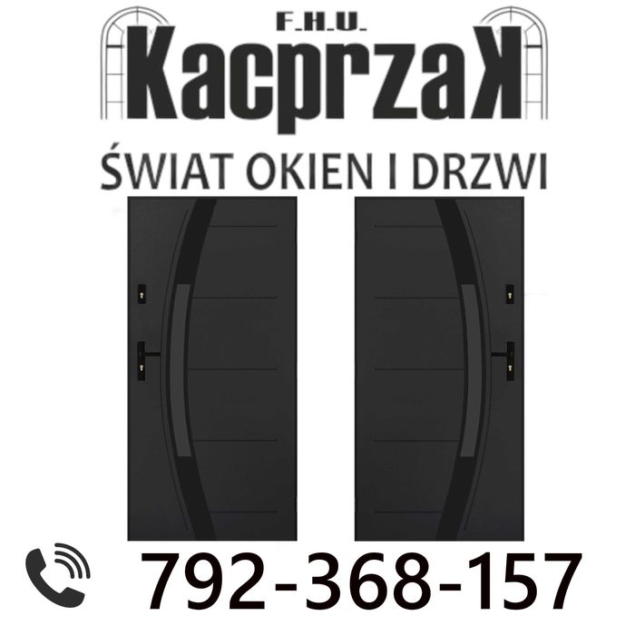 Drzwi KACPRZAK 90x200 Drzwi Zewnętrzne Saturn 03 Antracyt Lewe