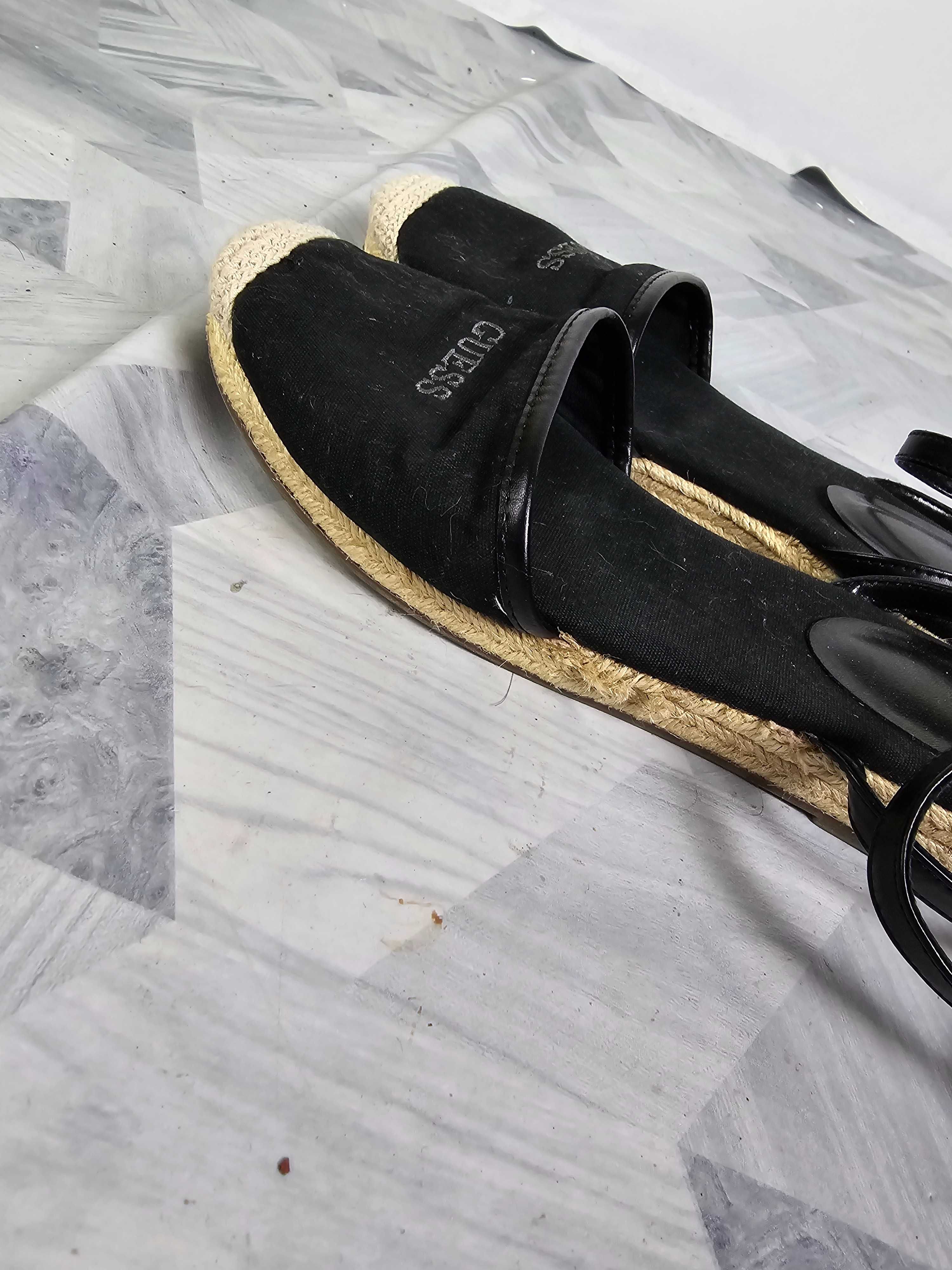 Damskie espadryle z paskiem czarne klapki letnie guess rozmiar 40